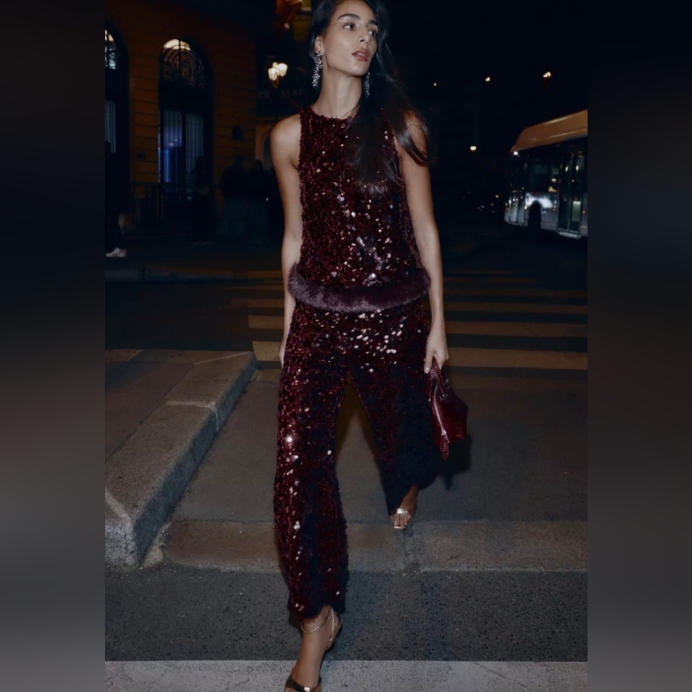 ZARA SEQUIN BARREL PANTS